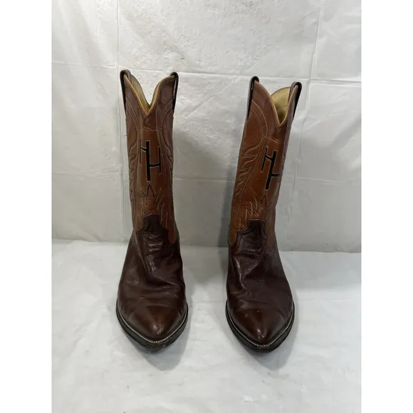El Paso Boot Company Mens 10D Western Brown Leather Cowboy Boots Vintage