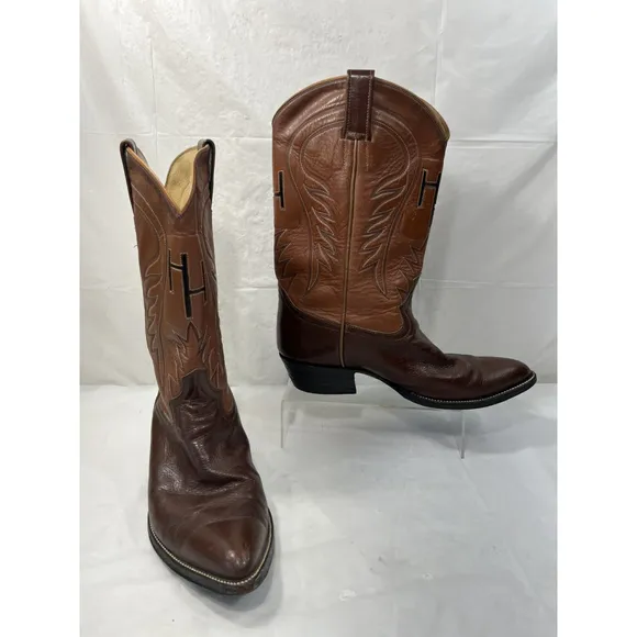 El Paso Boot Company Mens 10D Western Brown Leather Cowboy Boots Vintage