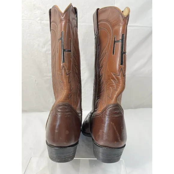 El Paso Boot Company Mens 10D Western Brown Leather Cowboy Boots Vintage