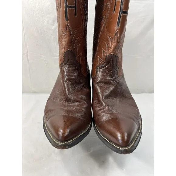El Paso Boot Company Mens 10D Western Brown Leather Cowboy Boots Vintage