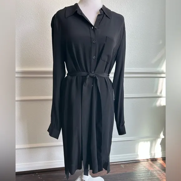Elaine Turner NWT dress with tie belt, color black size large. Quite luxury.