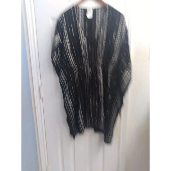 Elegant Black &amp; Silver Striped Kaftan‎ Dress Metallic Evening Wear Loose Fit