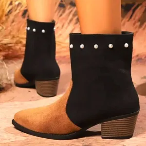 Elegant Black and Brown Ankle Boots sz 8