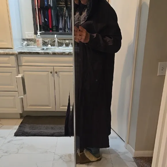 Elegant Black Hooded Rain Coat