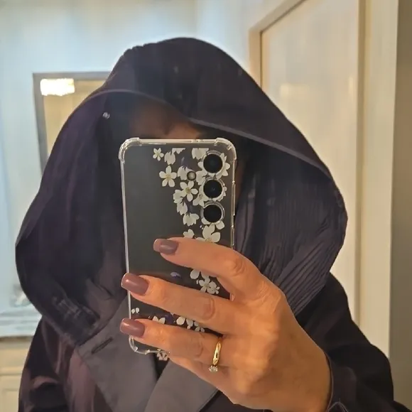 Elegant Black Hooded Rain Coat
