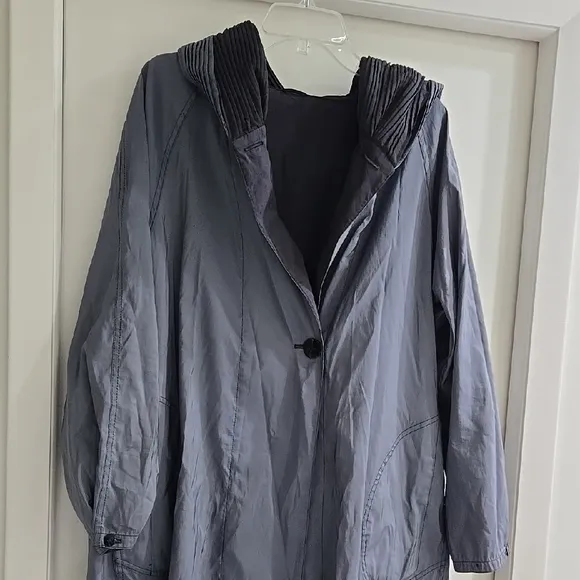 Elegant Black Hooded Rain Coat