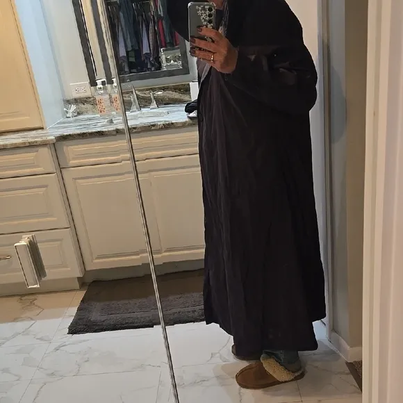 Elegant Black Hooded Rain Coat