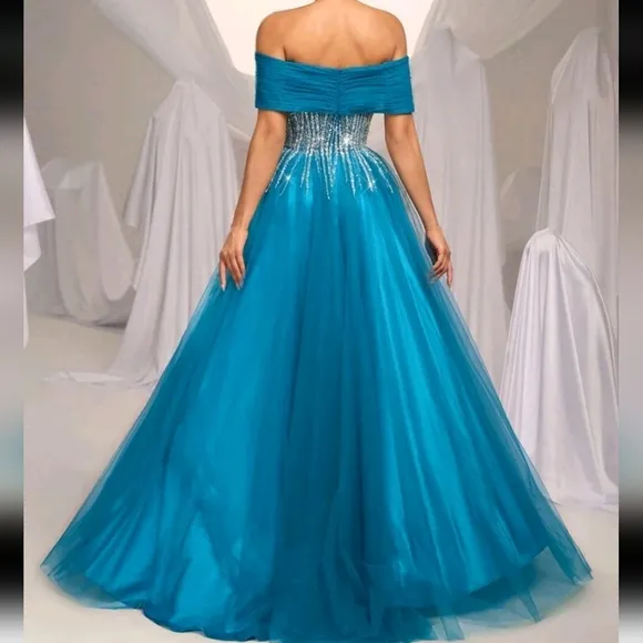 Elegant Luxury Off Shoulder Beaded Sequin Floral Patchwork Convertible Dress