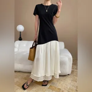 Elegant spliced maxi dress minimalist style new without tag