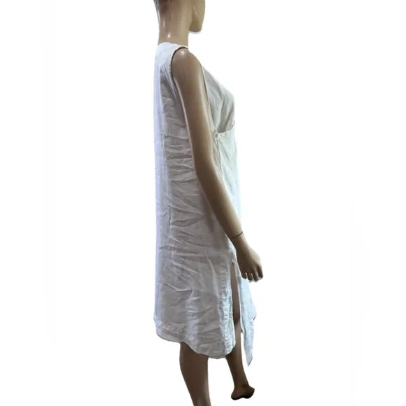 Elegant White Draped bryan walker linen Minimalist Dress