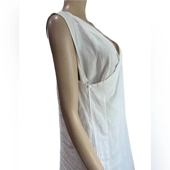 Elegant White Draped bryan walker linen Minimalist Dress