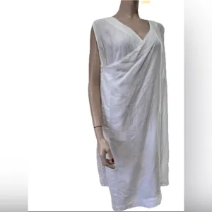Elegant White Draped bryan walker linen Minimalist Dress