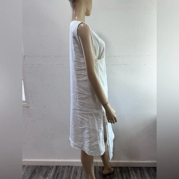 Elegant White Draped bryan walker linen Minimalist Dress