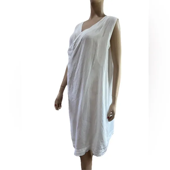 Elegant White Draped bryan walker linen Minimalist Dress