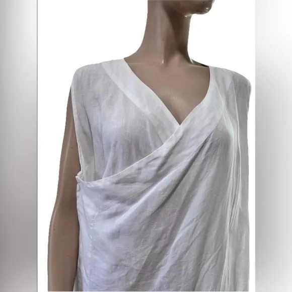 Elegant White Draped bryan walker linen Minimalist Dress
