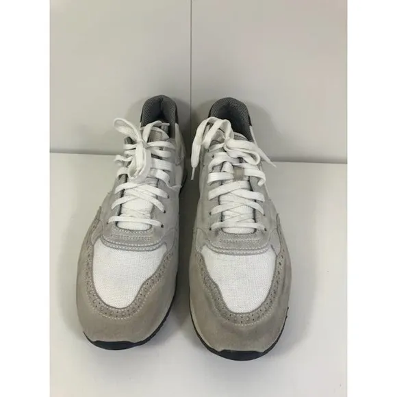 Eleventy Trim Low Suede And Canvas Casual Sneaker Cream Gray Men's US 10.5