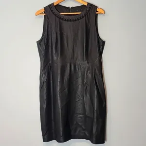 Elie Tahari black Leather dress Luxury Dressy Size 12 Comfy Classic Minimalist