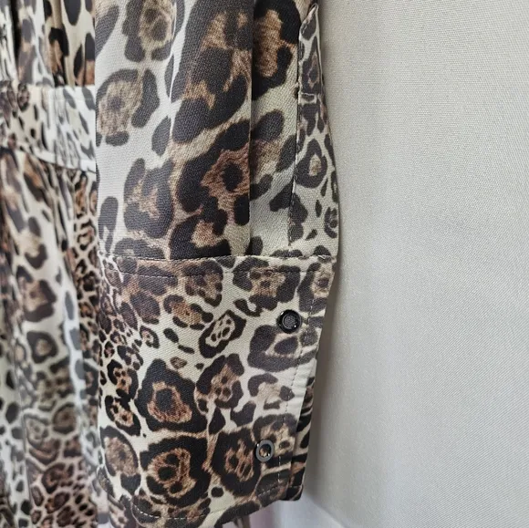 Elie Tahari Leopard Print Lined Button-Up Dress