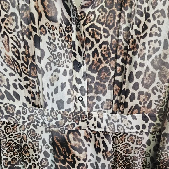Elie Tahari Leopard Print Lined Button-Up Dress