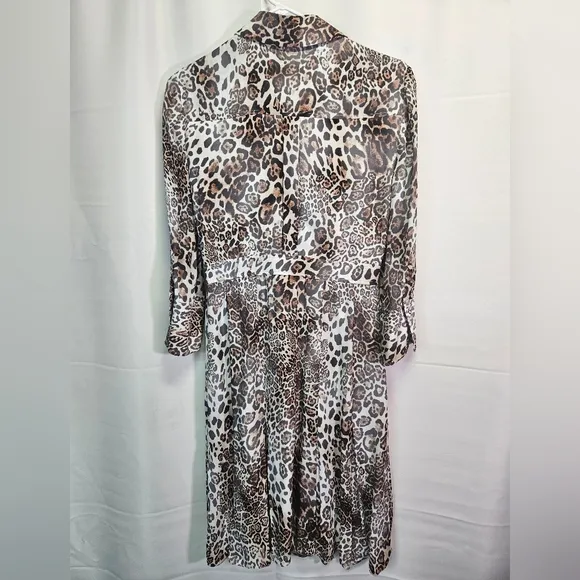 Elie Tahari Leopard Print Lined Button-Up Dress