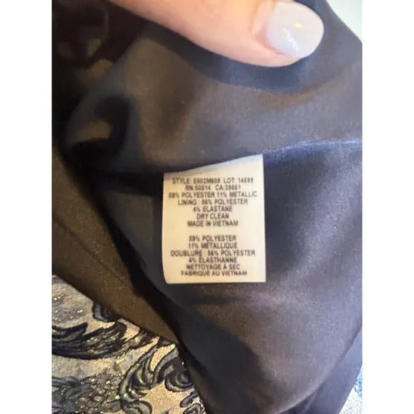 Elie Tahari Size 12 Sheath Professional Matelasse Dress Silver Royal Blue