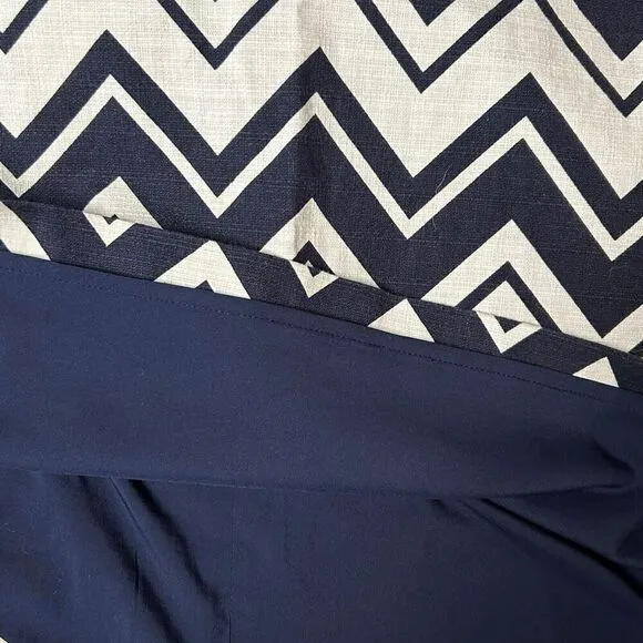 Eliza J Navy White Chevron Gold Zipper Sleeveless Sheath Dress Size 8