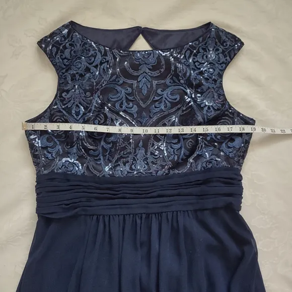 Eliza J Plus size sequins embroidered cutout back chiffon maxi dress gown formal