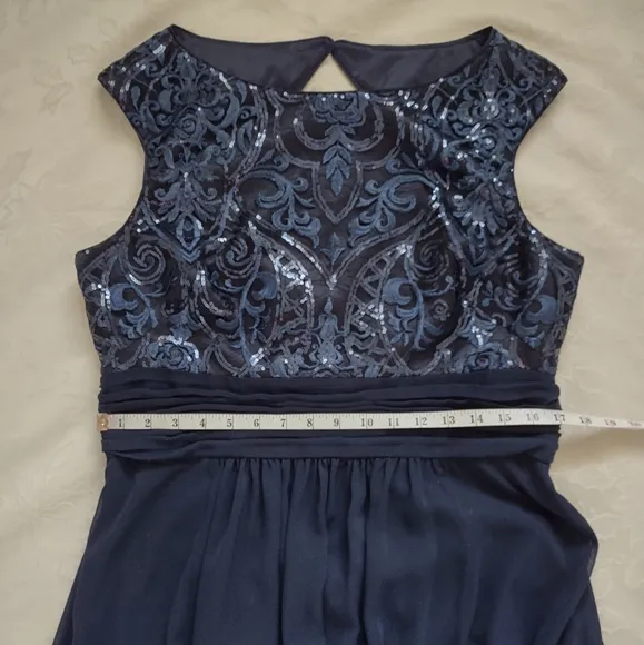 Eliza J Plus size sequins embroidered cutout back chiffon maxi dress gown formal