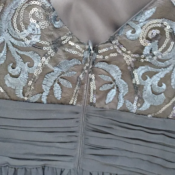 Eliza J Plus size sequins embroidered cutout back chiffon maxi dress gown formal