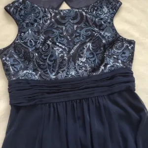 Eliza J Plus size sequins embroidered cutout back chiffon maxi dress gown formal