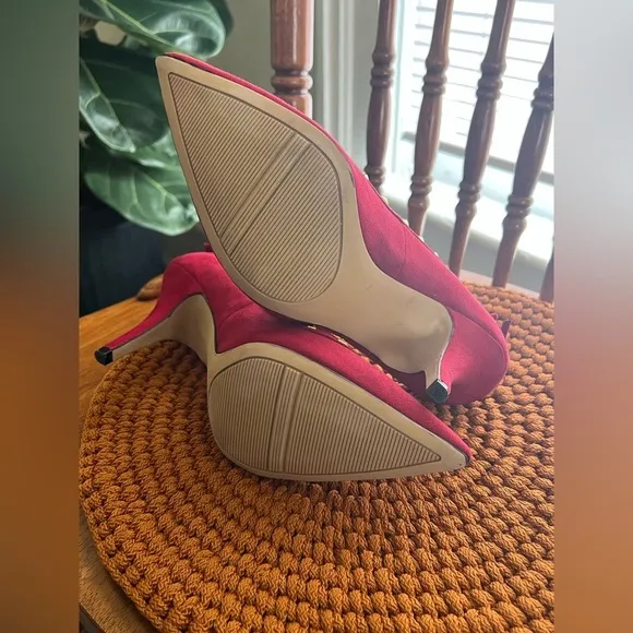 Elle Red Suede Studded Women's Heels