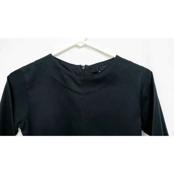 Elm Design Iceland Minimalist Fit &amp; Flare Modest Pima Cotton Black Dress P 4/6