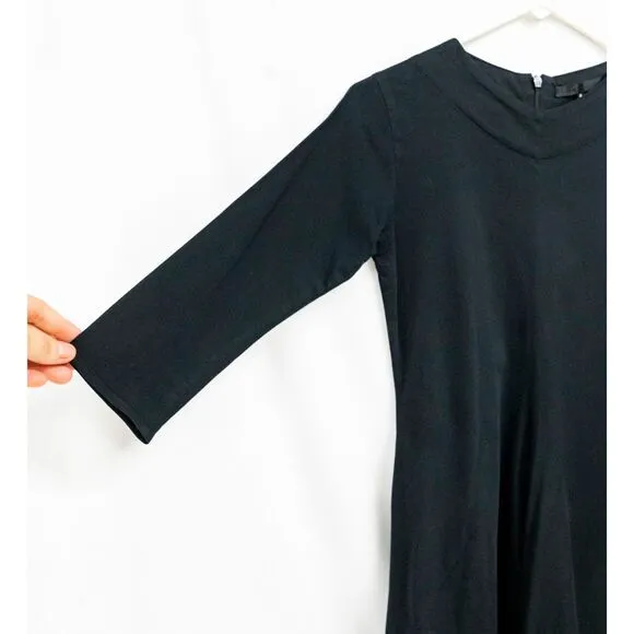 Elm Design Iceland Minimalist Fit &amp; Flare Modest Pima Cotton Black Dress P 4/6
