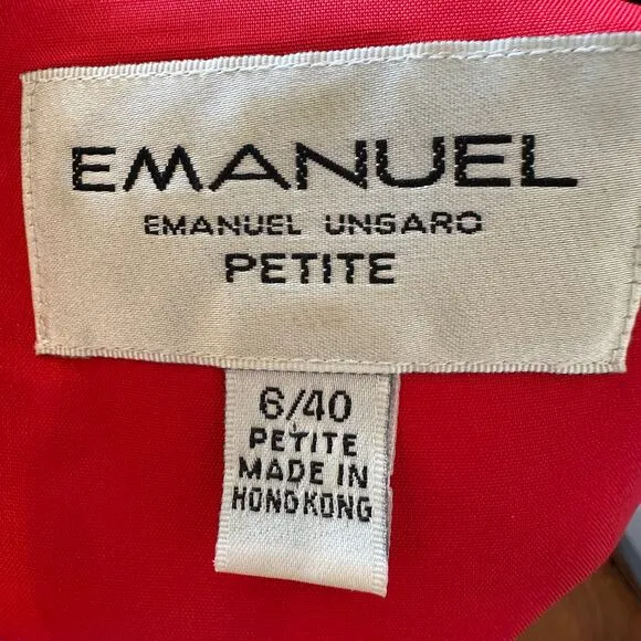 Emanuel Ungaro Red Sheath Dress Size 6 Petite Career Work Designer Quiet Luxury