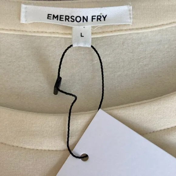 Emerson Fry Alice Sweater Dress Large Ivory Cream Puff Sleeve Neutral Minimalist