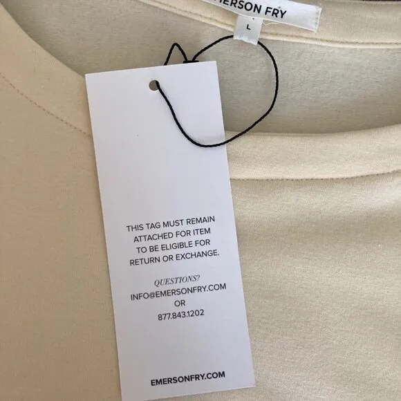 Emerson Fry Alice Sweater Dress Large Ivory Cream Puff Sleeve Neutral Minimalist