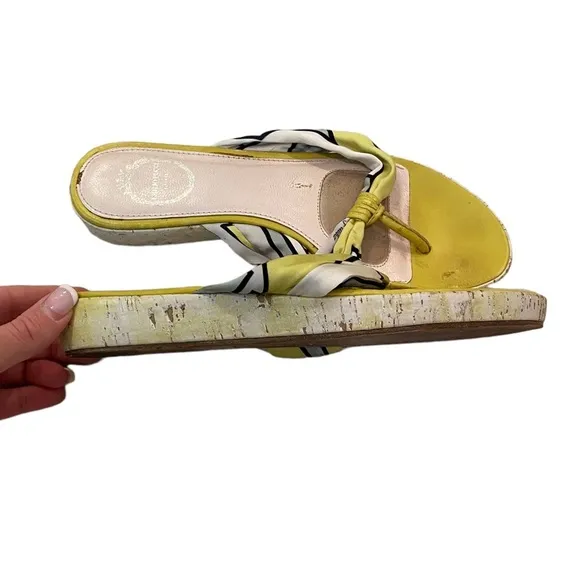 Emilio Pucci thong sandal slide slippers silk scarf chartreuse 7.5 37.5