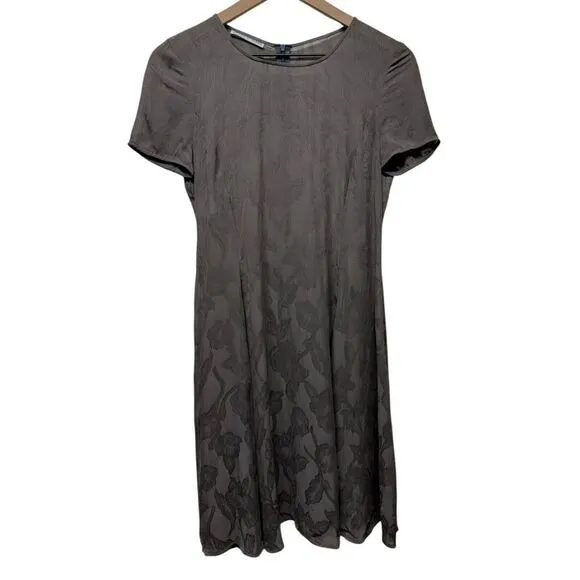 Emporio Armani Womens Sheath Dress Gray‎ Size S 40 Floral Semi Sheer Pleated