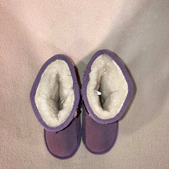 Emu Australia Boots Girls Sz 8 Lavender Sparkly Sequin Girly Suede Wool Slip-On