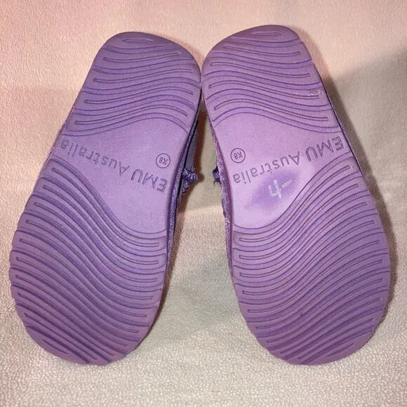 Emu Australia Boots Girls Sz 8 Lavender Sparkly Sequin Girly Suede Wool Slip-On
