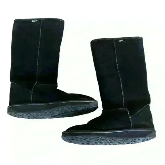 EMU Australian Brontë High Boot Black Unisex Merino Wool Lined Size 8