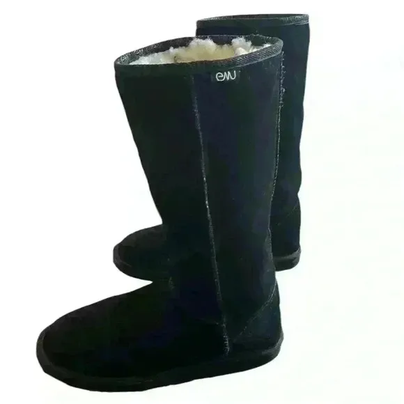 EMU Australian Brontë High Boot Black Unisex Merino Wool Lined Size 8