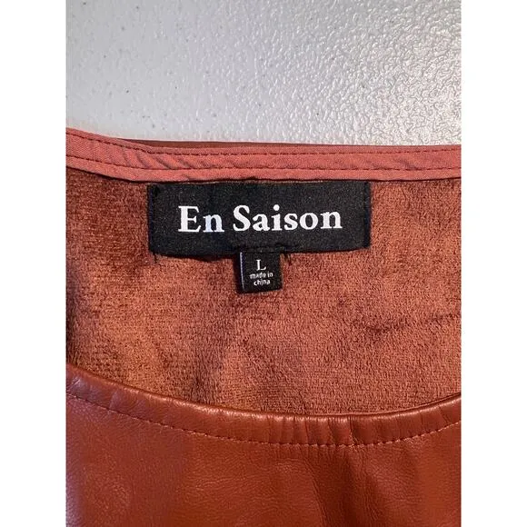 En Saison Dress Lana Shoulder Pad Vegan Leather Mini Holiday Party Minimalist