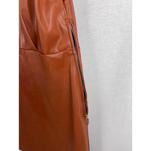 En Saison Dress Lana Shoulder Pad Vegan Leather Mini Holiday Party Minimalist