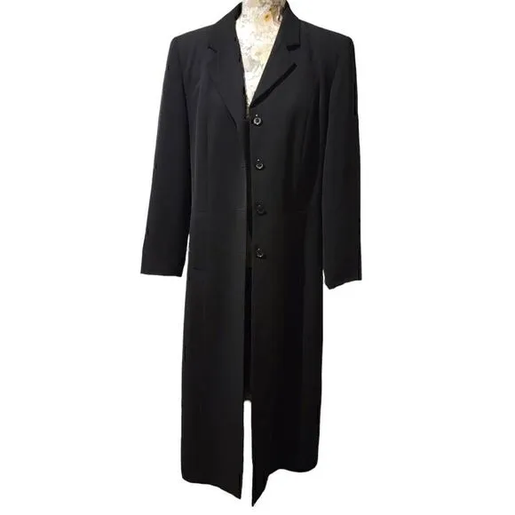 En Avance Luxury Long Black Professional Business Career Formal Overcoat