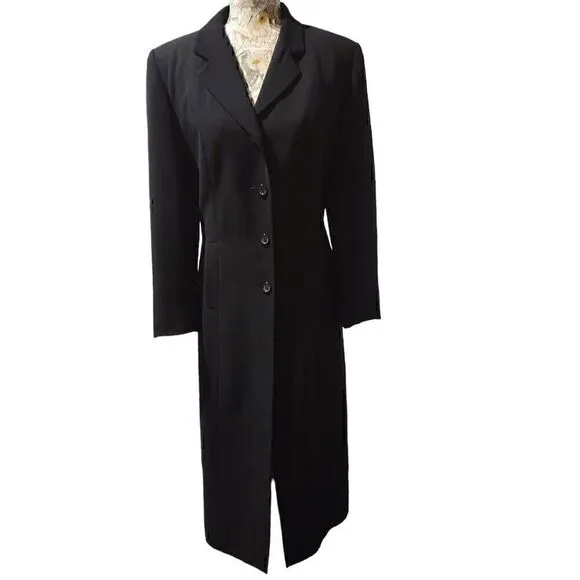 En Avance Luxury Long Black Professional Business Career Formal Overcoat
