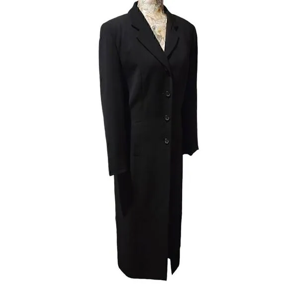 En Avance Luxury Long Black Professional Business Career Formal Overcoat