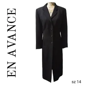 En Avance Luxury Long Black Professional Business Career Formal Overcoat