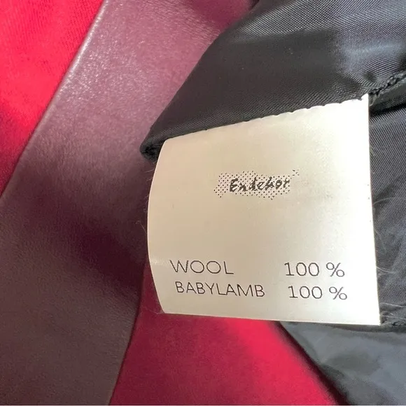ENDEHOR Haute Couture Lambskin Leather and Wool Red Burgundy Dress Ofice Siren