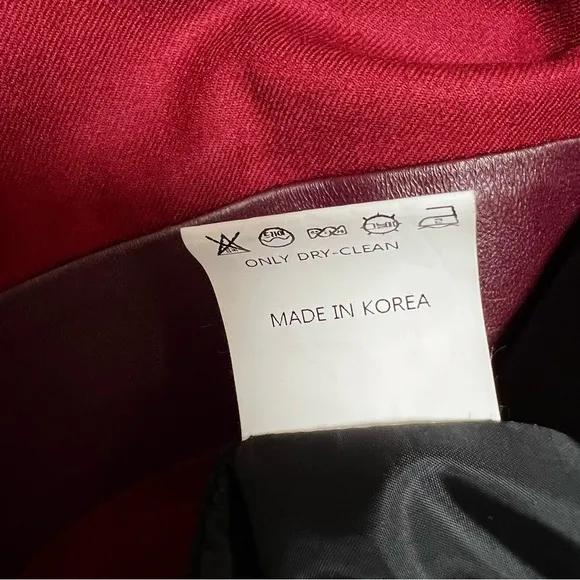 ENDEHOR Haute Couture Lambskin Leather and Wool Red Burgundy Dress Ofice Siren